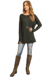 Plus Size Brushed Waffle Round Neck Side Slit Sweater Black - Pack of 6