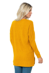 Plus Size Brushed Waffle Round Neck Side Slit Sweater Mustard - Pack of 6
