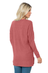 Plus Size Brushed Waffle Round Neck Side Slit Sweater Mauve Deep - Pack of 6