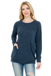 Knit Front Pocket Long Sleeve Top Light Navy - Pack of 4