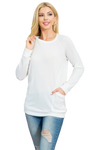 Knit Front Pocket Long Sleeve Top Off White - Pack of 4