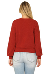 Solid Long Peasant Sleeve Surplice Neck Side Tie Top Brick - Pack of 6