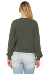 Solid Long Peasant Sleeve Surplice Neck Side Tie Top Dark Olive - Pack of 6