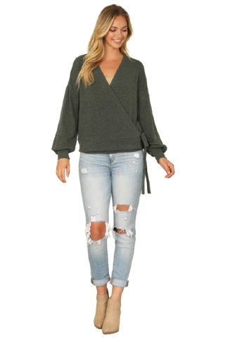 Solid Long Sleeve Side Pocket Open Front Cardigan Rust - Pack of 6
