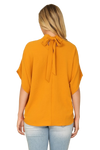 Solid Back Ribbon Dolman Sleeve High Neck Top Mustard - Pack of 6