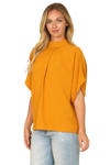 Solid Back Ribbon Dolman Sleeve High Neck Top Mustard - Pack of 6