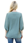 V Neck Band Elastic Tunnel Sleeve Woven Top Olive - Pack of 6
