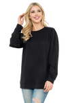 French Terry Pleated Sleeve Top Black - Pack of 4
