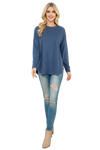 Long Sleeve French Terry Rounded Hem Top H. Navy - Pack of 4