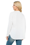 Long Sleeve French Terry Rounded Hem Top Ivory - Pack of 4
