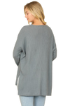 Brushed Waffle V Neck Long Sleeve Side Slit Top Teal Denim - Pack of 6