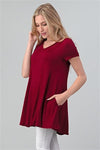 Cap Sleeve Solid Dresses Burgundy - Pack of 6