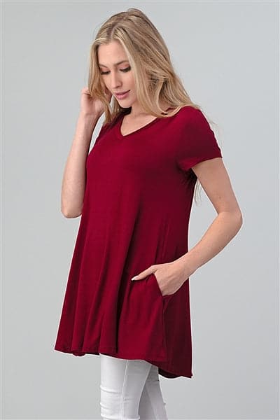 Cap Sleeve Solid Dresses Burgundy - Pack of 6