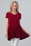 Cap Sleeve Solid Dresses Burgundy - Pack of 6