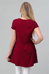 Cap Sleeve Solid Dresses Burgundy - Pack of 6