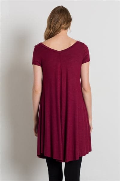 Cap Sleeve Solid Dresses Burgundy  - Pack of 6