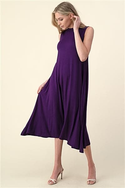 Mock Neck Sleeveless Dress Plum - Pack of 6