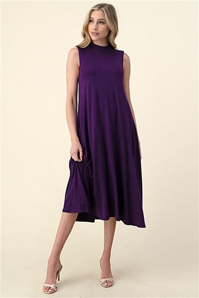 Mock Neck Sleeveless Dress Plum - Pack of 6