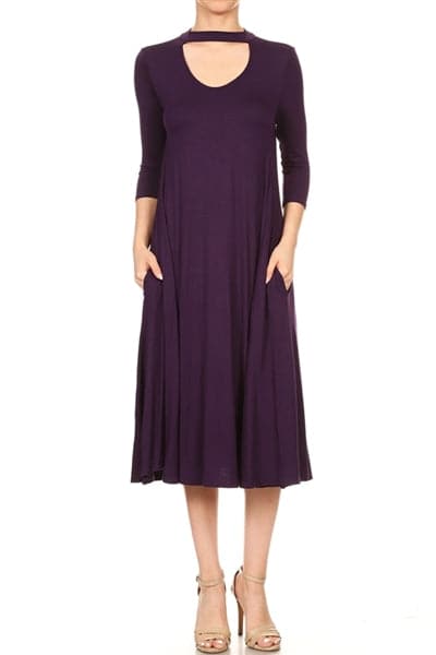 3/4 Sleeve Relaxed Fit Dress Eggplant - Pack of 6