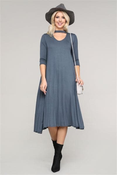 3/4 Sleeve Relaxed Fit Dress Titanium - Pack of 6