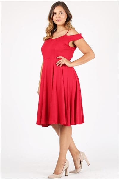 Plus Size Off The Shoulder Dress Crimson - Pack of 6