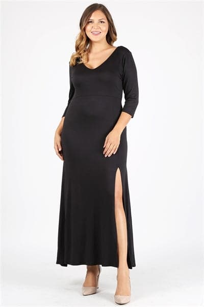 Wholesale Plus Size V-Neck Maxi Dress Black Black for Sale Wholesale Plus Size V-Neck Maxi Dress Black Black for Sale