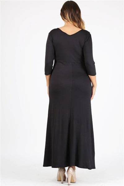 Wholesale Plus Size V-Neck Maxi Dress Black Black for Sale