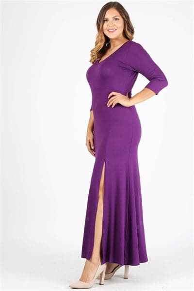 Wholesale Plus Size V-Neck Maxi Dress Eggplant for Sale Wholesale Plus Size V-Neck Maxi Dress Eggplant for Sale