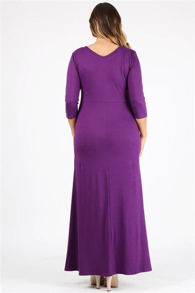 Wholesale Plus Size V-Neck Maxi Dress Eggplant for Sale Wholesale Plus Size V-Neck Maxi Dress Eggplant for Sale