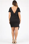 Plus Size Asymmetrical Faux-Wrap Dress Black - Pack of 6