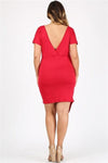 Plus Size Asymmetrical Faux-Wrap Dress Crimson - Pack of 6