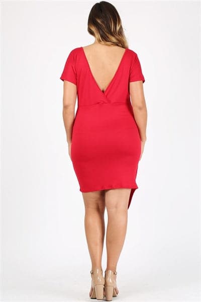 Plus Size Asymmetrical Faux-Wrap Dress Crimson - Pack of 6