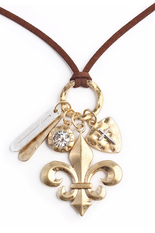 Religious Fleur De Lis Necklace Gold - Pack of 6