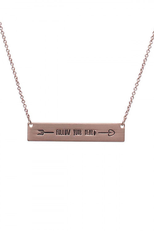 Rose Gold Bar Follow Your Heart Necklace - Pack of 6