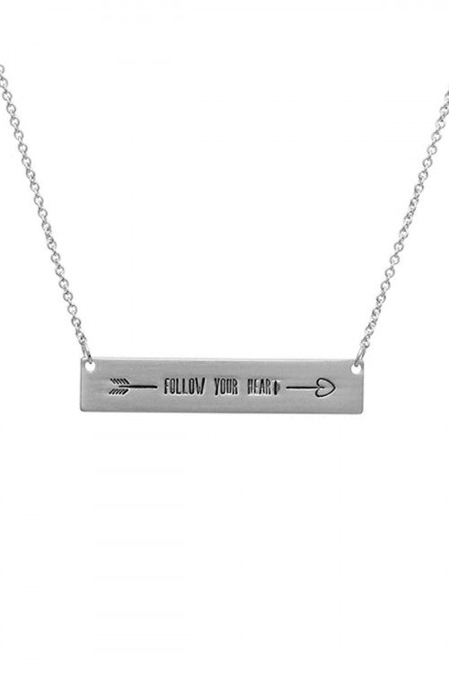 Silver Bar Follow Your Heart Necklace - Pack of 6