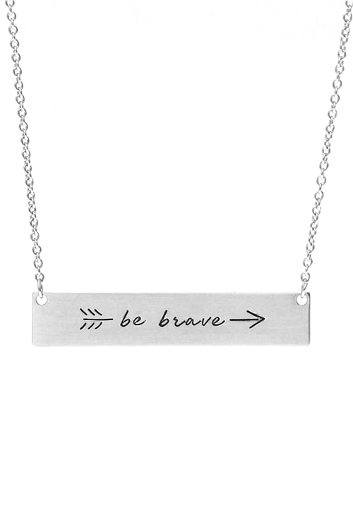 Bar Be Brave Arrow Necklace Matte Silver - Pack of 6