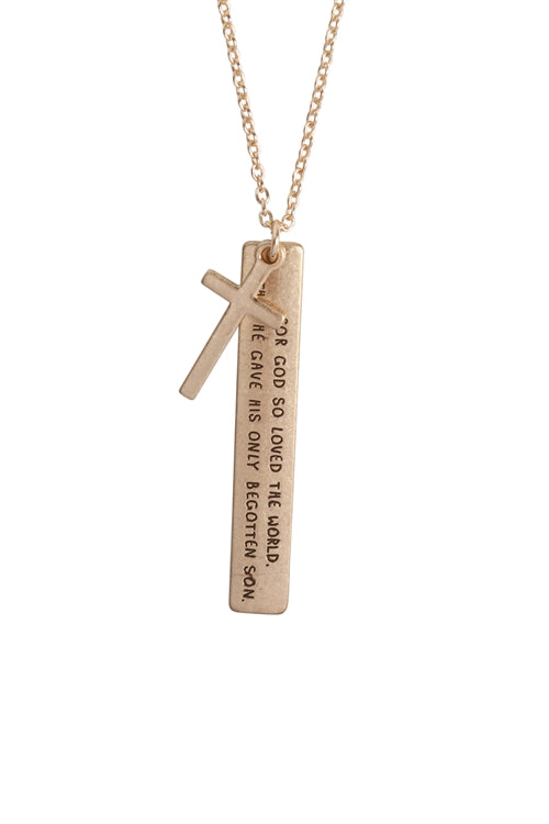 Message "For God" Charm Pendant Necklace Matte Gold - Pack of 6