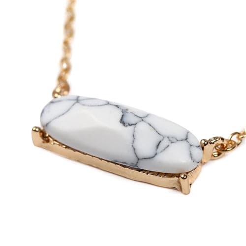 Natural Stone Oval Necklace White - Pack of 6