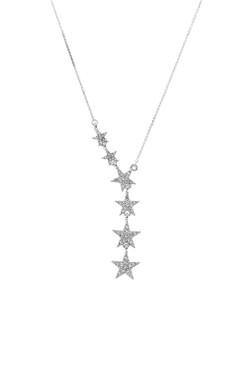 Six Star Y Design Cubic Zirconia Necklace Crystal Silver - Pack of 6