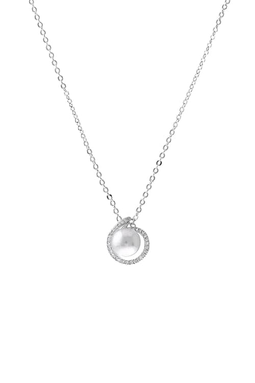 Pearl Wrap Cubic Zirconia Pendant Necklace Crystal Silver - Pack of 6