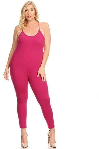 Plus Size Spaghetti Strap Tank Jumpsuit Magenta - Pack of 6