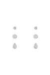Set Round Teardrop Pave Rhinestone Stud Earrings Crystal Silver - Pack of 6
