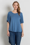 HI-Low Short Sleeve Top Denim Blue - Pack of 6