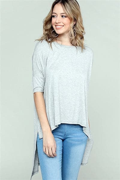 Round neck Dolman Hi-Lo Top Heather Gray - Pack of 6