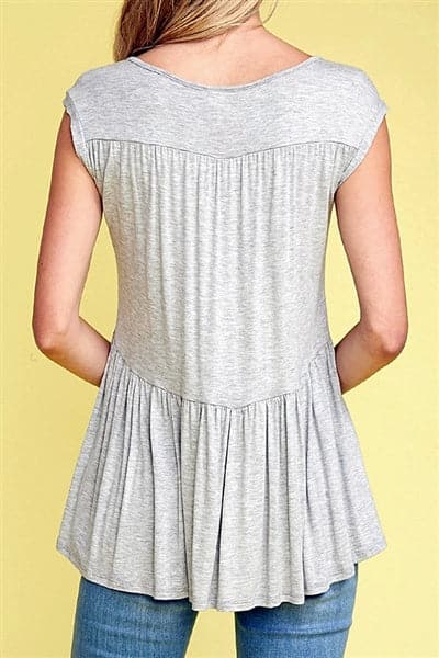 Hi-Low Trendy Baby-Doll Top Heather Gray - Pack of 6