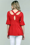 Criss-Cross Back Detail Ruffled Top Ginger - Pack of 6