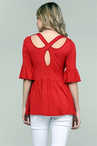 Criss-Cross Back Detail Ruffled Top Ginger - Pack of 6