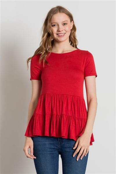 Round Neck Ruffle Detail Top Ginger  - Pack of 6