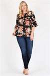 Plus Size Ruffle Floral Tunic Top Coral Rust - Pack of 6