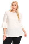 Plus Size Off-The-Shoulder "V" Cut Top Off-White - Pack of 6